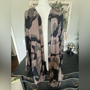 Camouflage Open Front Cardigan